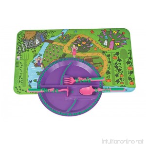 Constructive Eating Garden Fairy Combo with Utensil Set Plate and Placemat for Toddlers Infants Babies and Kids - Flatware Toys are Made with FDA Approved Materials for Safe and Fun Eating - B008DHA8WM